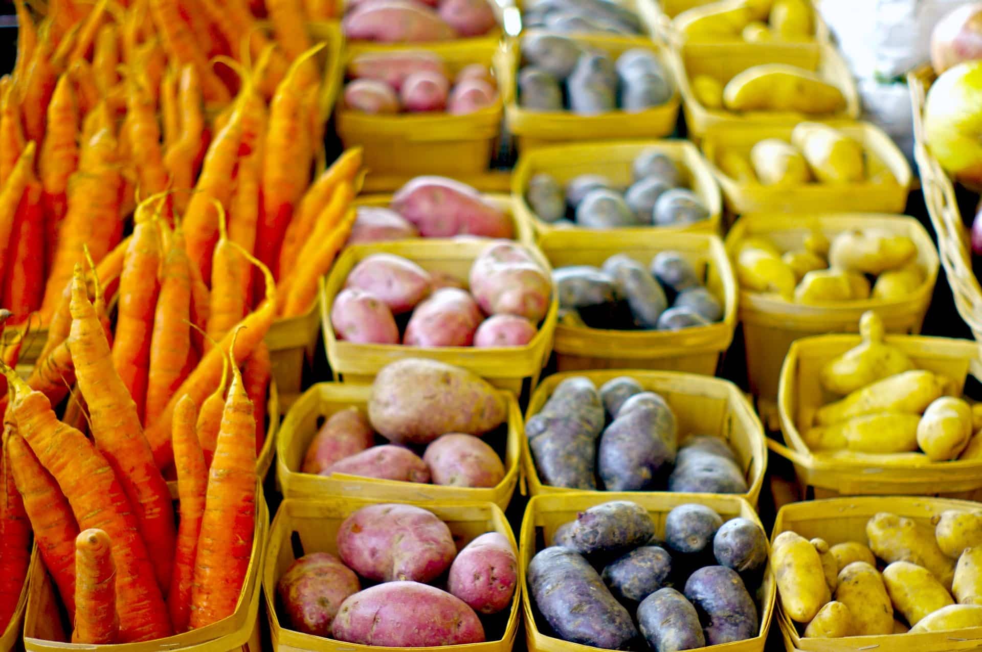 Root vegetables at winter farmers market