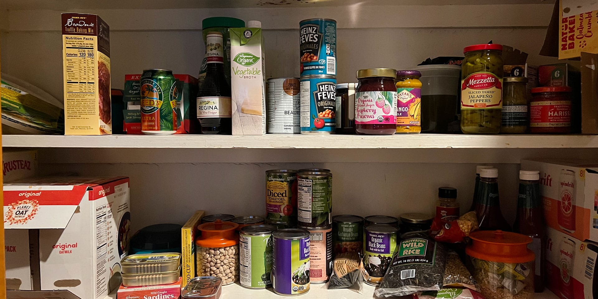 the shelves inside a home pantry