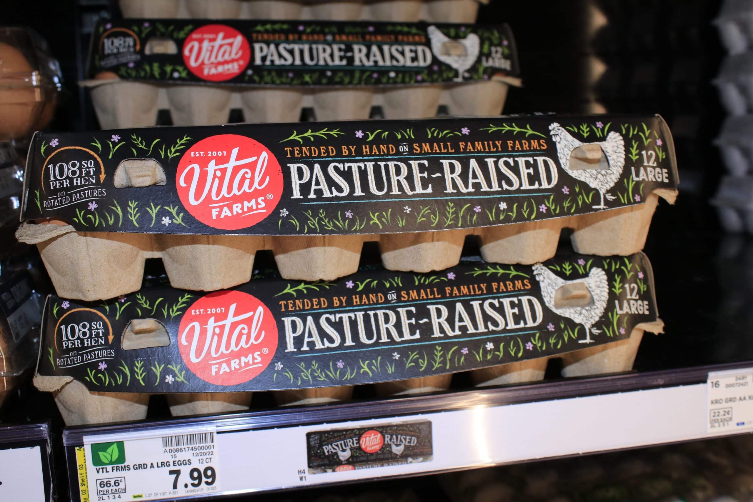 Vital Farms eggs on shelf