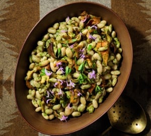 Deseronto Potato Beans, Roasted Mushrooms, and Purslane