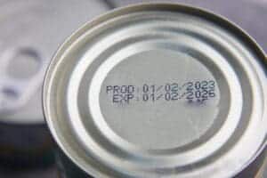 expire date on food can on white background